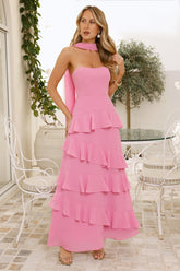 Sunset Reverie Strapless Maxi Dress Pink